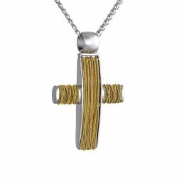 Σταυρός unisex K18 δίχρωμος.CRG 90187