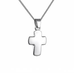 Σκέτος σταυρός πομπέ Κ14 unisex σε λευκο χρυσό.CRW 90152