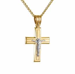 Αντρικός δίχρωμος σταυρός 14K.CRG 90260